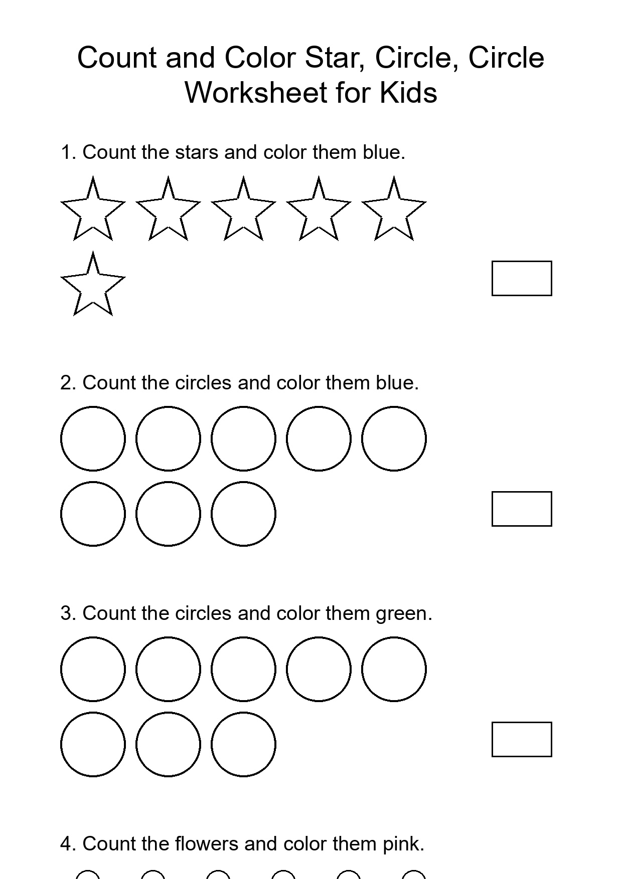 Count and Color Star, Circle, Circle Worksheet for Kids