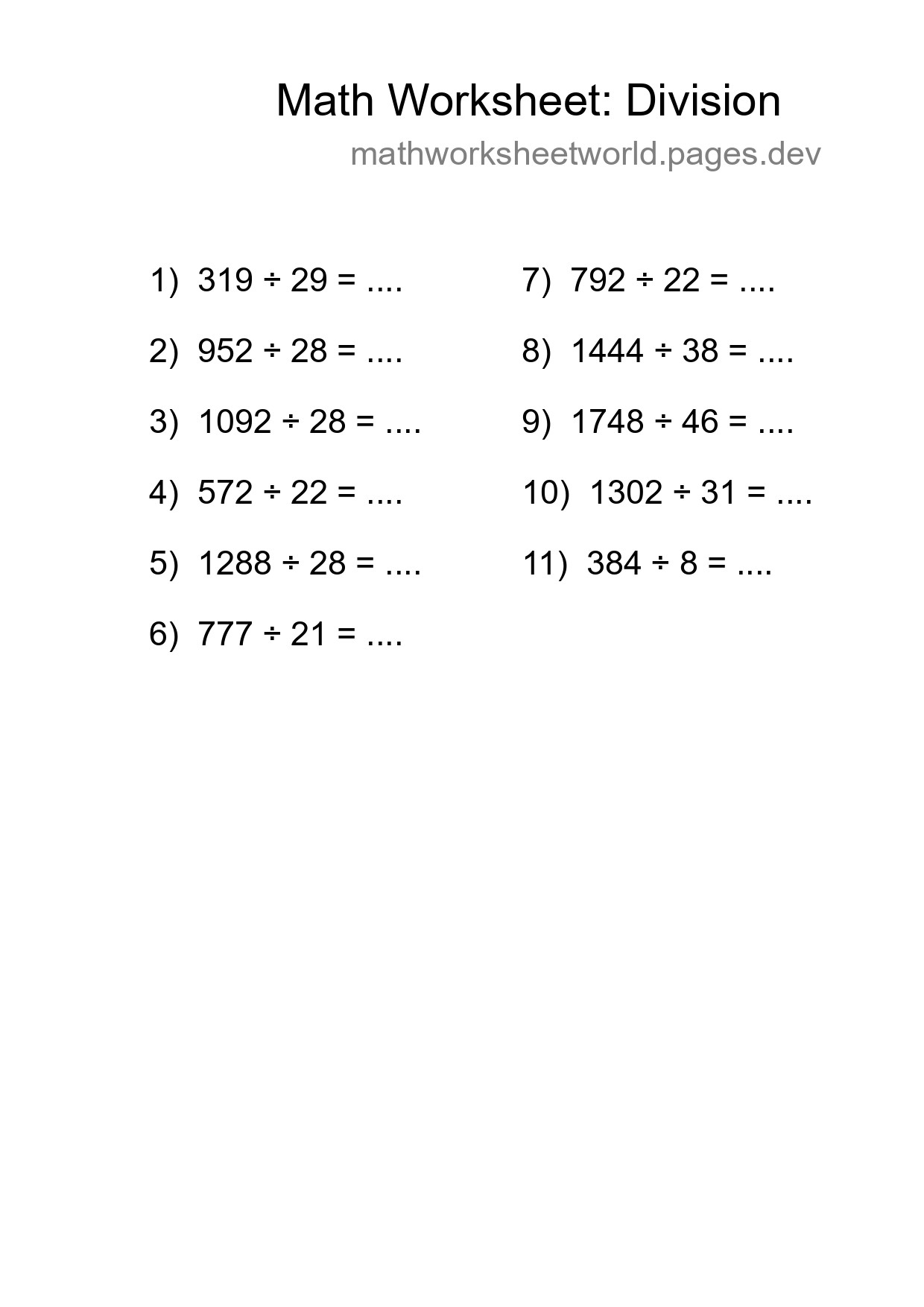 Free 11 Division Math Worksheet For Grade 2 With Answers - Part 34