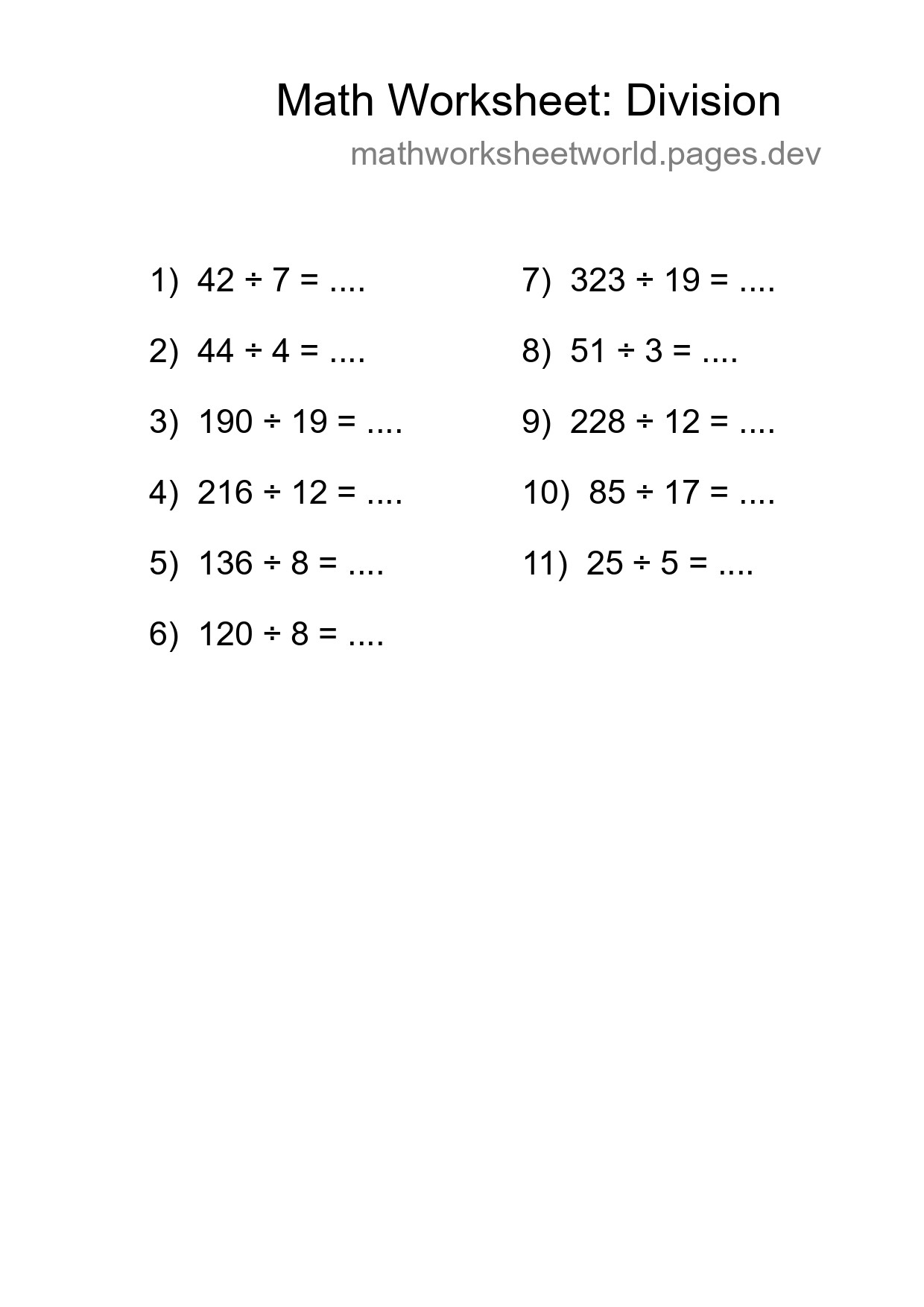 Free 11 Division Math Worksheet For Grade 2 With Answers - Part 74