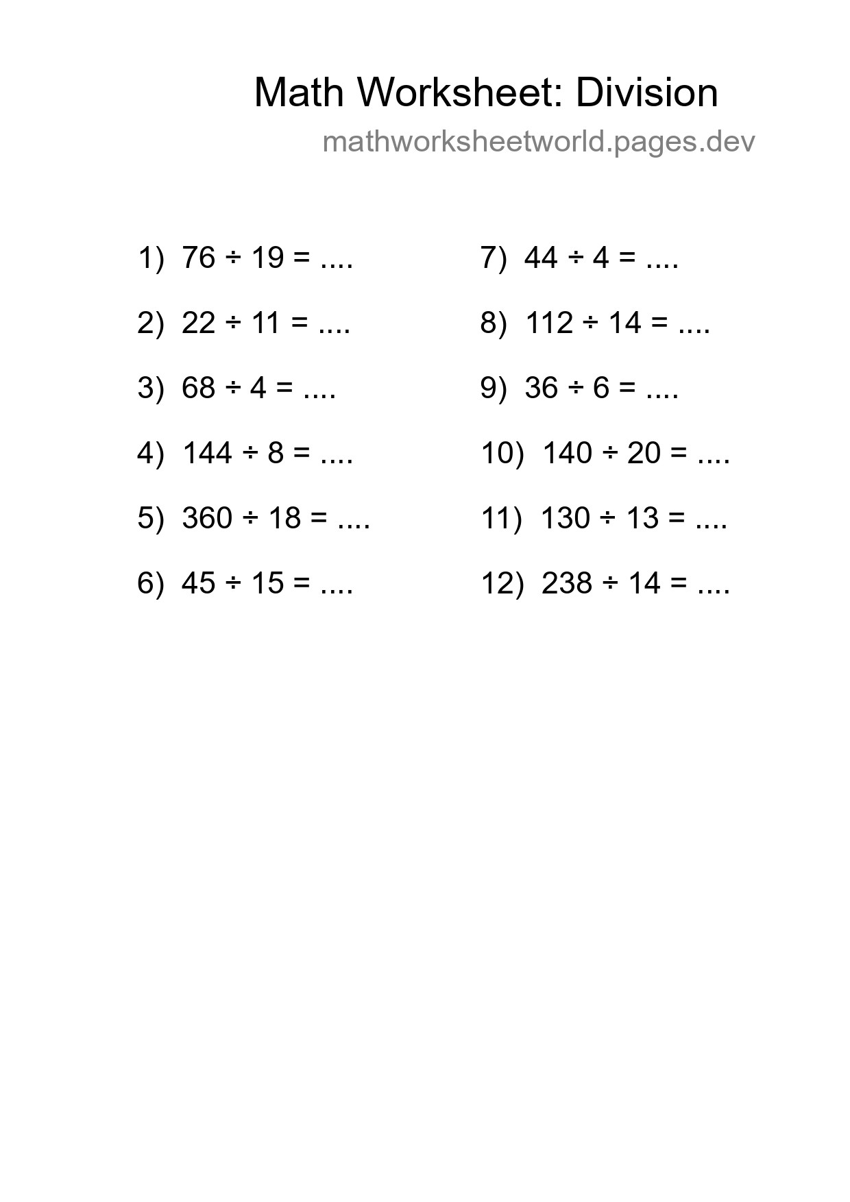 Free 12 Division Math Worksheet For Grade 2 - Part 224