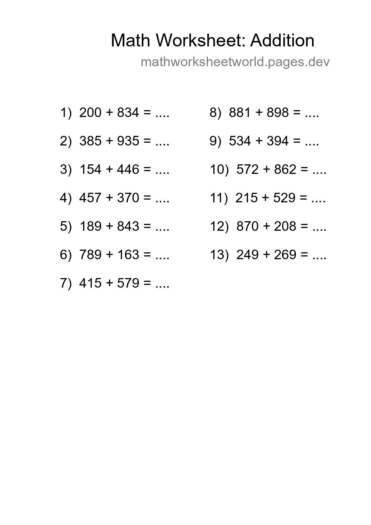Free 13 Addition Math Worksheet For Grade 5 With Answers - Part 151