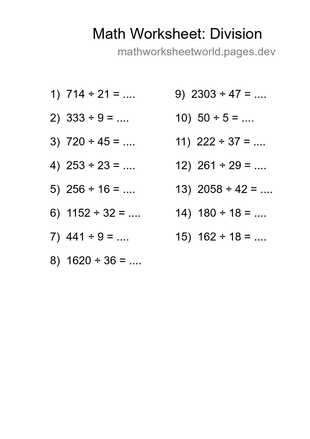 Free 15 Division Math Worksheet For Grade 2 - Part 174