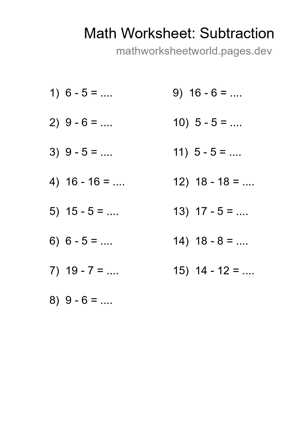 Free 15 Subtraction Math Worksheet For Grade 2 With Answers - Part 188