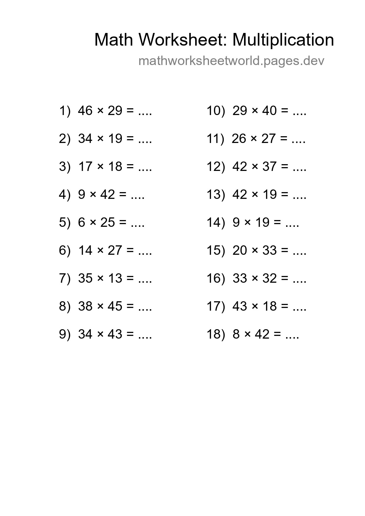 Free 18 Multiplication Math Worksheet For Grade 2 - Part 247