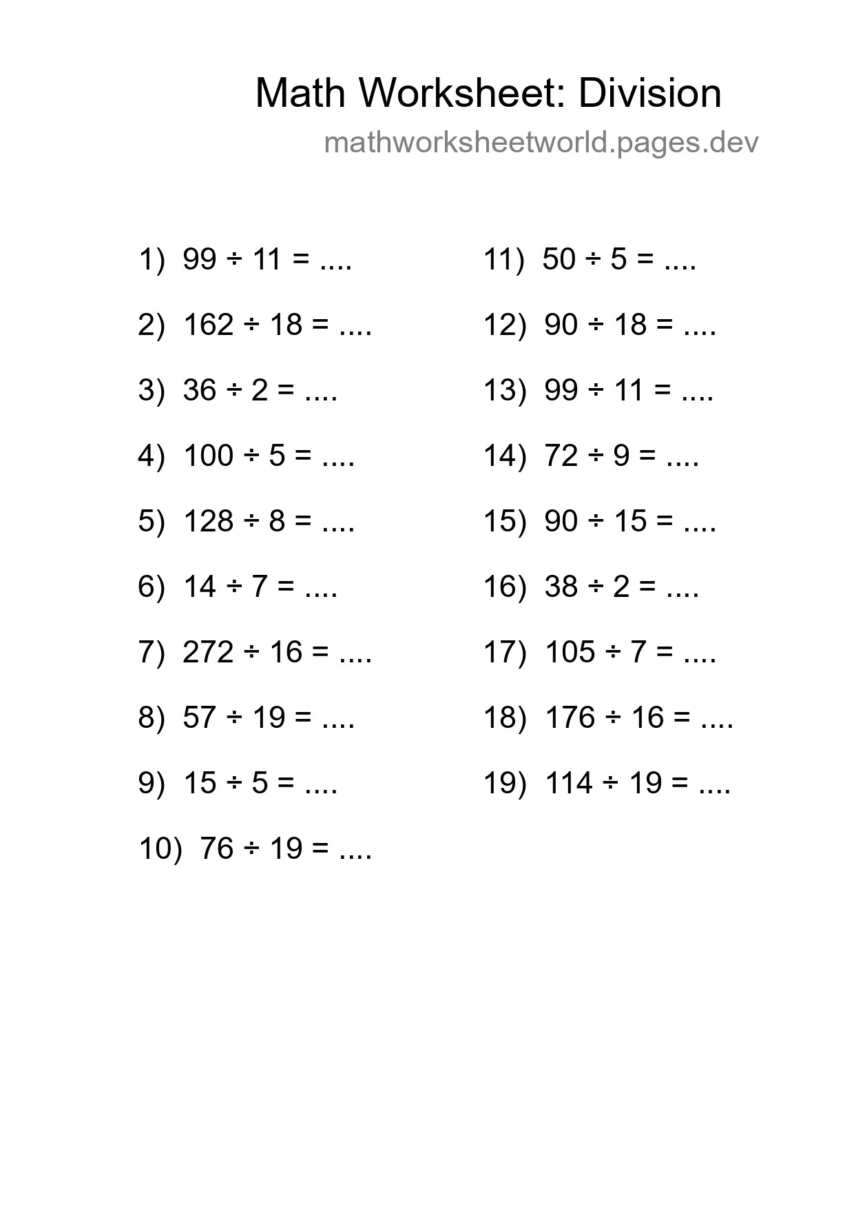 Free 19 Division Math Worksheet For Grade 2 - Part 64