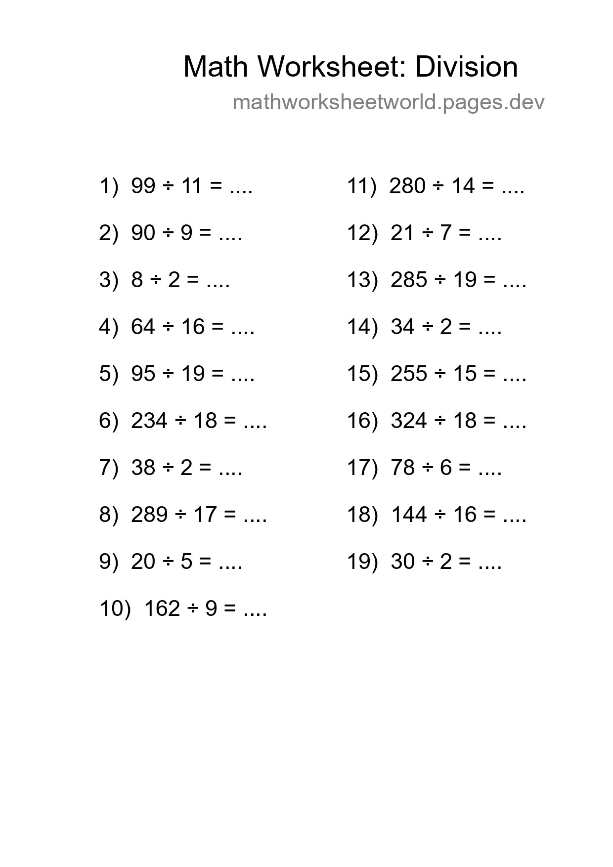 Free 19 Division Math Worksheet For Grade 2 With Answers - Part 14