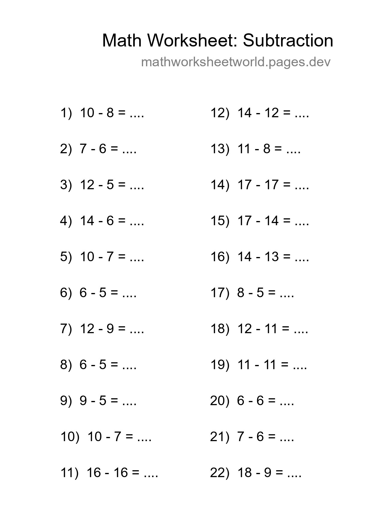 Free 22 Subtraction Math Worksheet For Grade 2 - Part 128