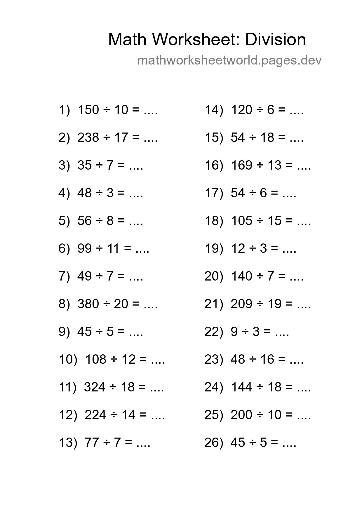 Free 26 Division Math Worksheet For Grade 2 - Part 284