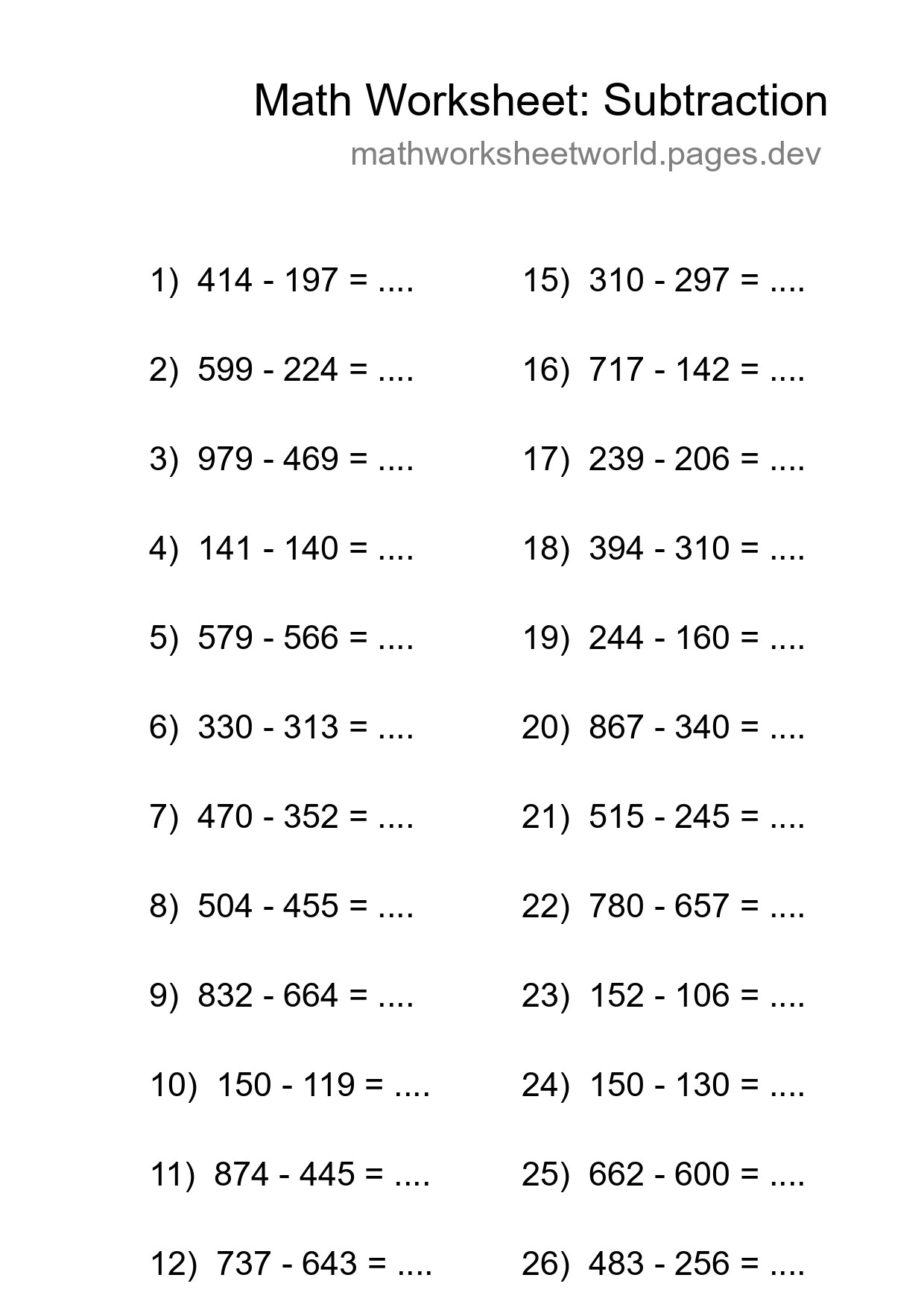 Free 28 Subtraction Math Worksheet For Grade 5 With Answers - Part 178
