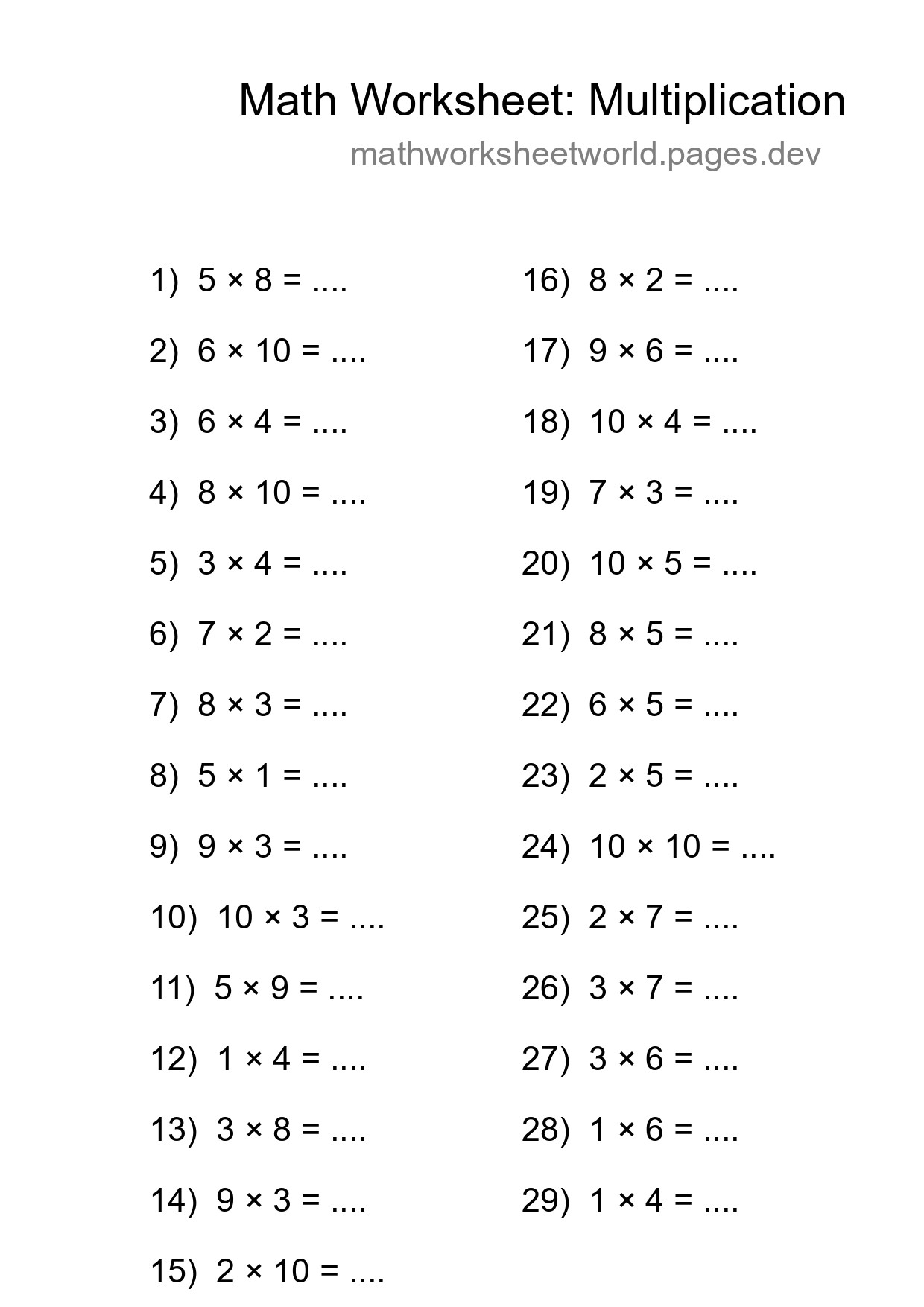 Free 29 Multiplication Math Worksheet For Grade 1 With Answers - Part 127