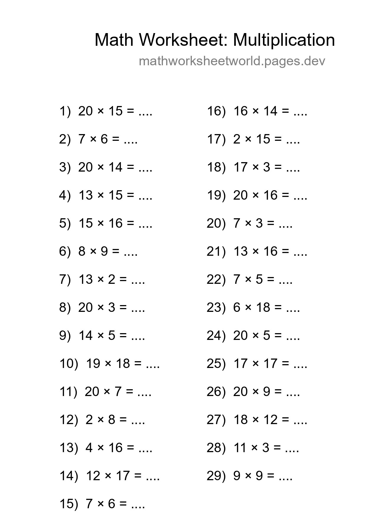 Free 29 Multiplication Math Worksheet For Grade 2 - Part 177