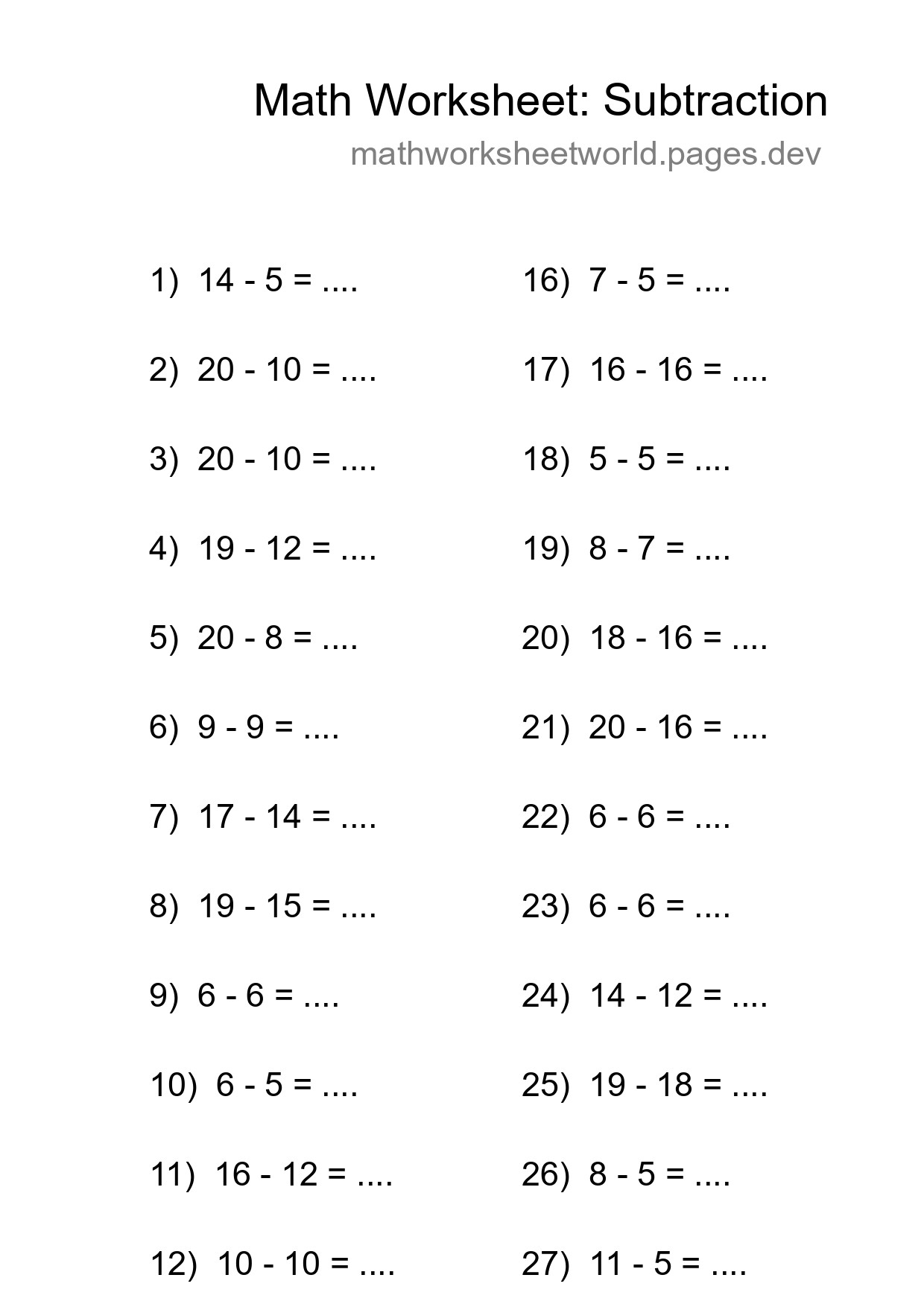 Free 29 Subtraction Math Worksheet For Grade 2 - Part 288