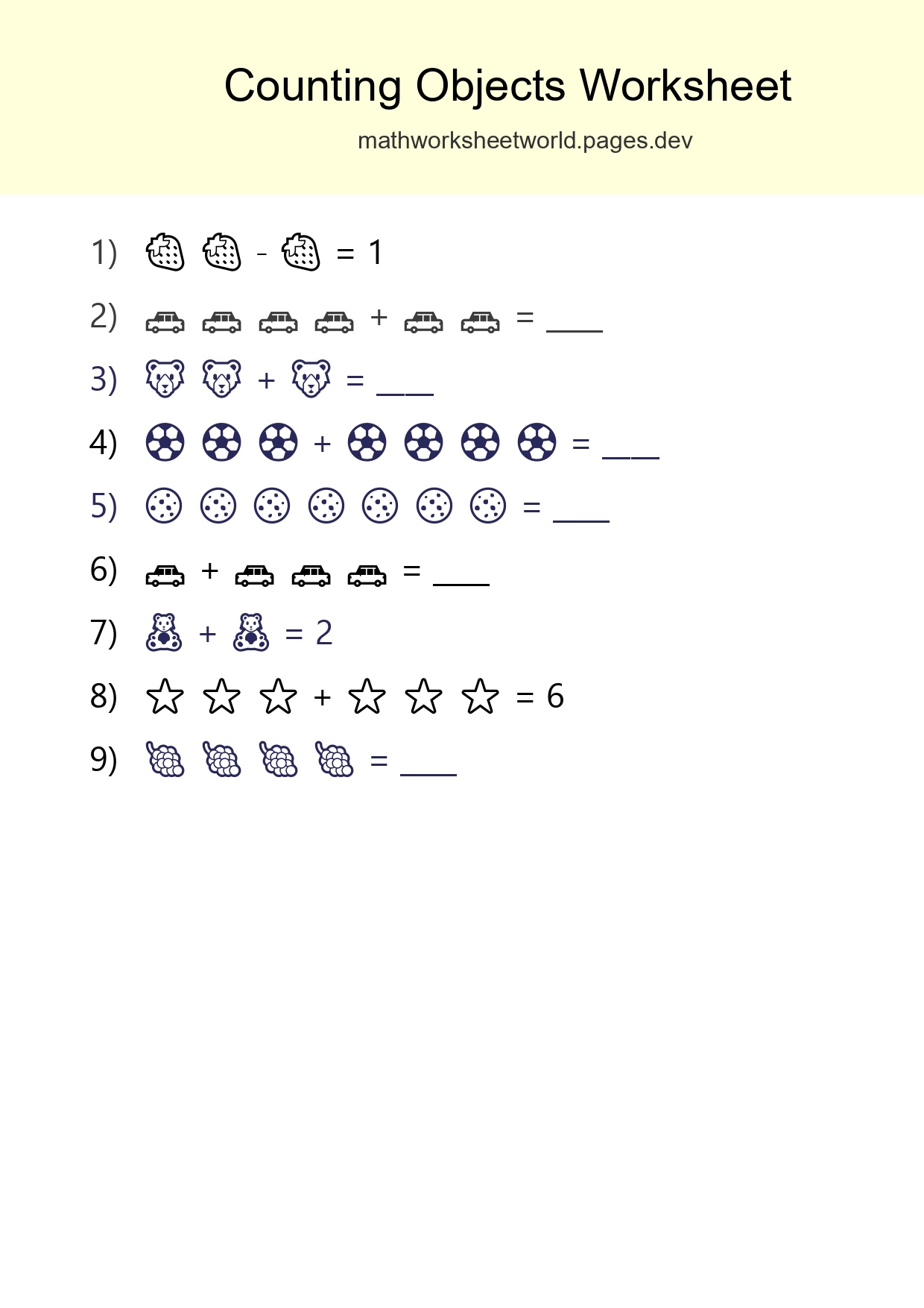 Free Counting Objects Worksheet For Kindergarten - Part 133