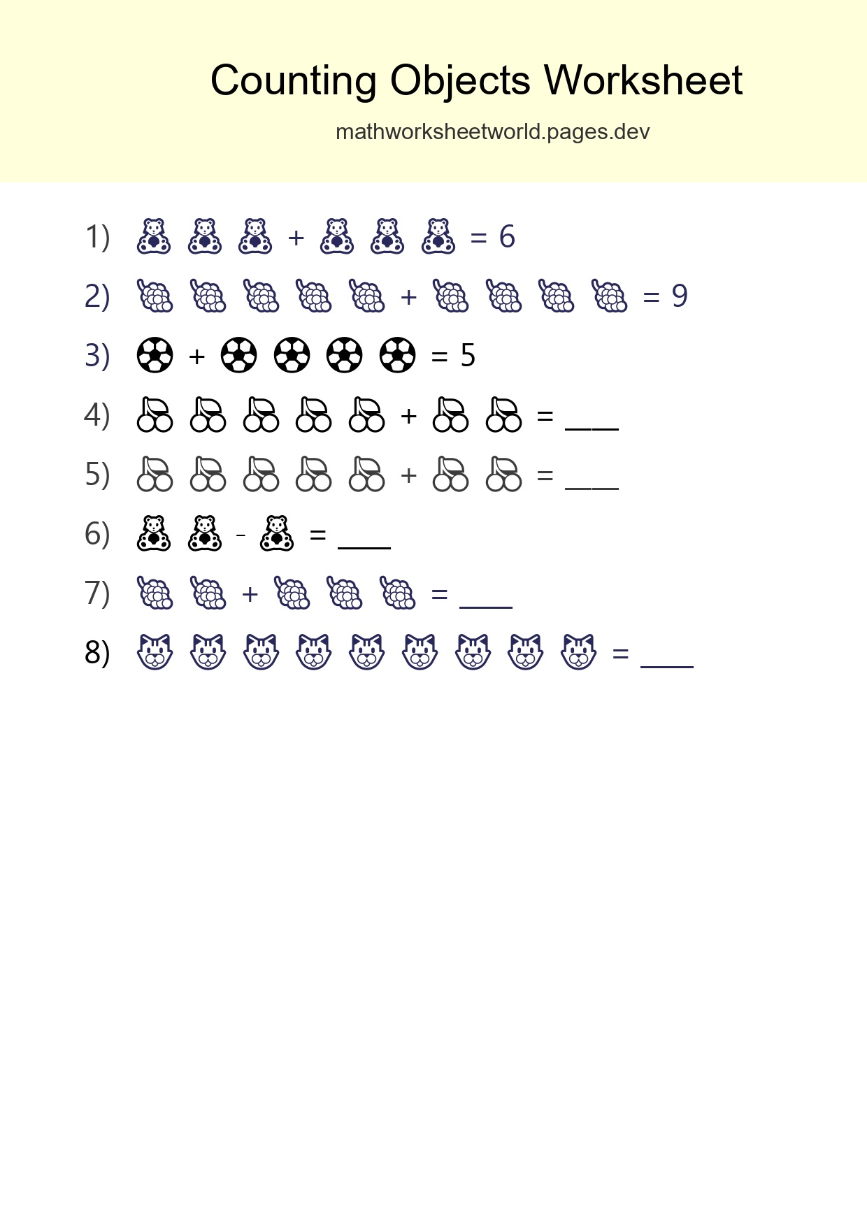 Free Counting Objects Worksheet For Kindergarten - Part 213