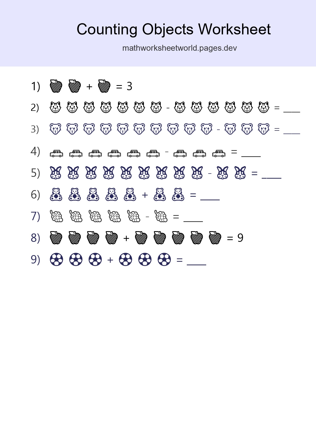 Free Counting Objects Worksheet For Kindergarten - Part 253