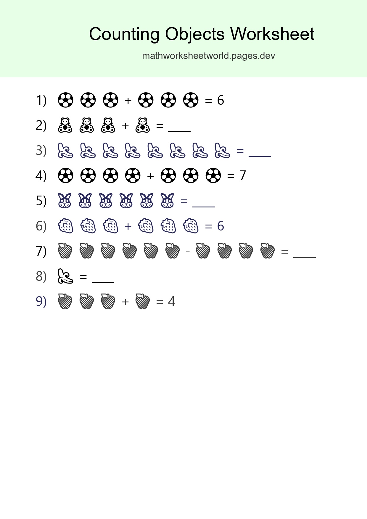 Free Counting Objects Worksheet For Kindergarten Printable - Part 13
