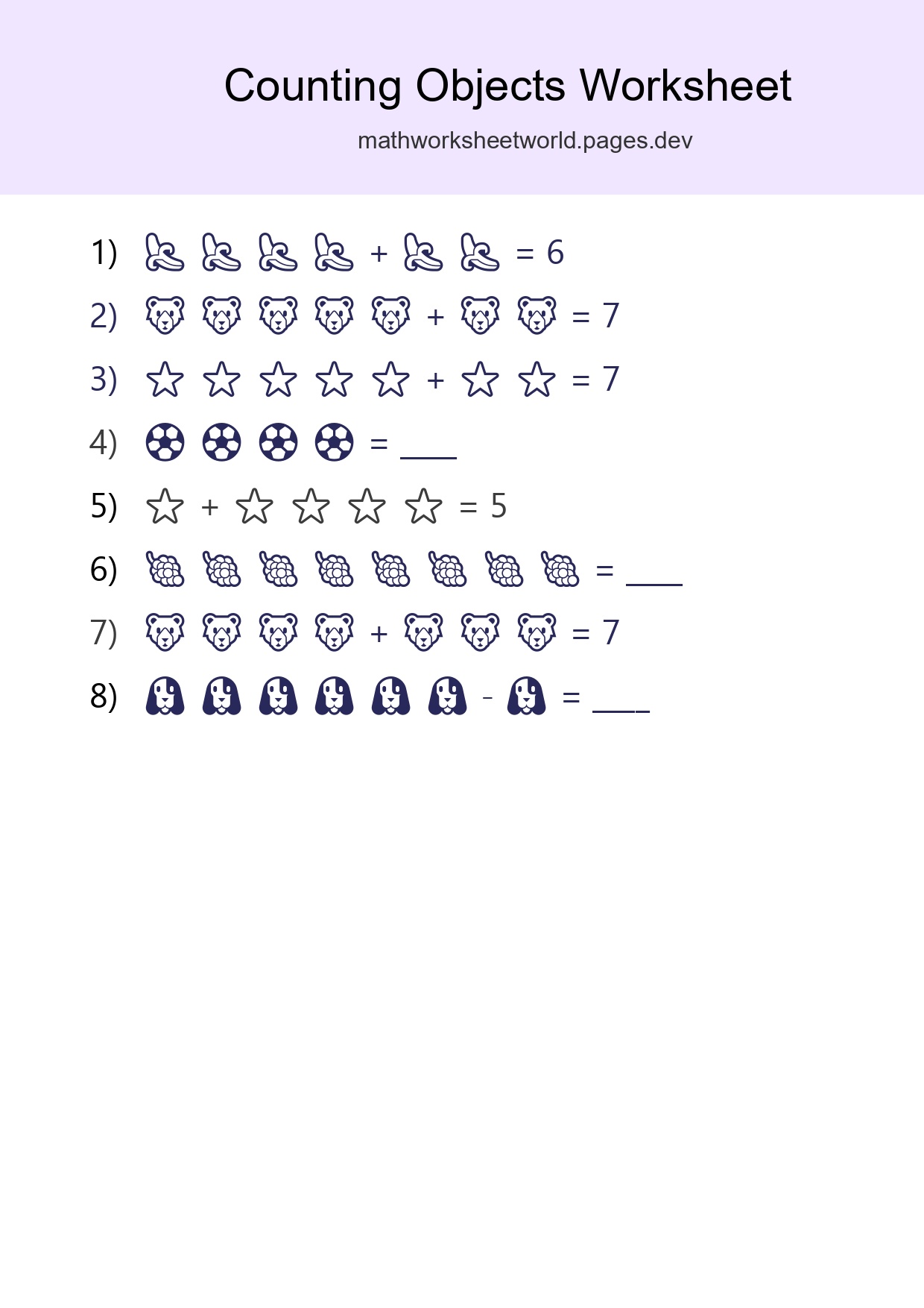 Free Counting Objects Worksheet For Kindergarten Printable - Part 183