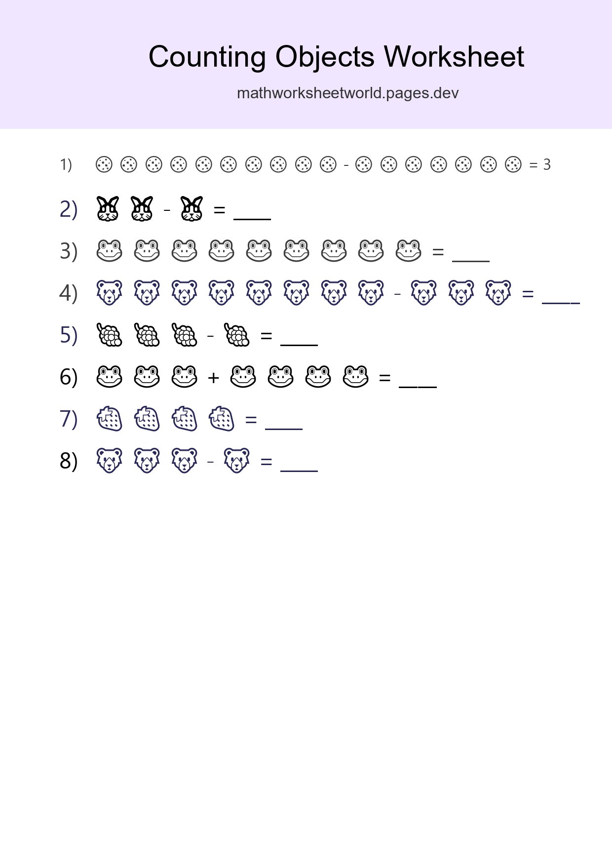 Free Counting Objects Worksheet For Kindergarten Printable - Part 233