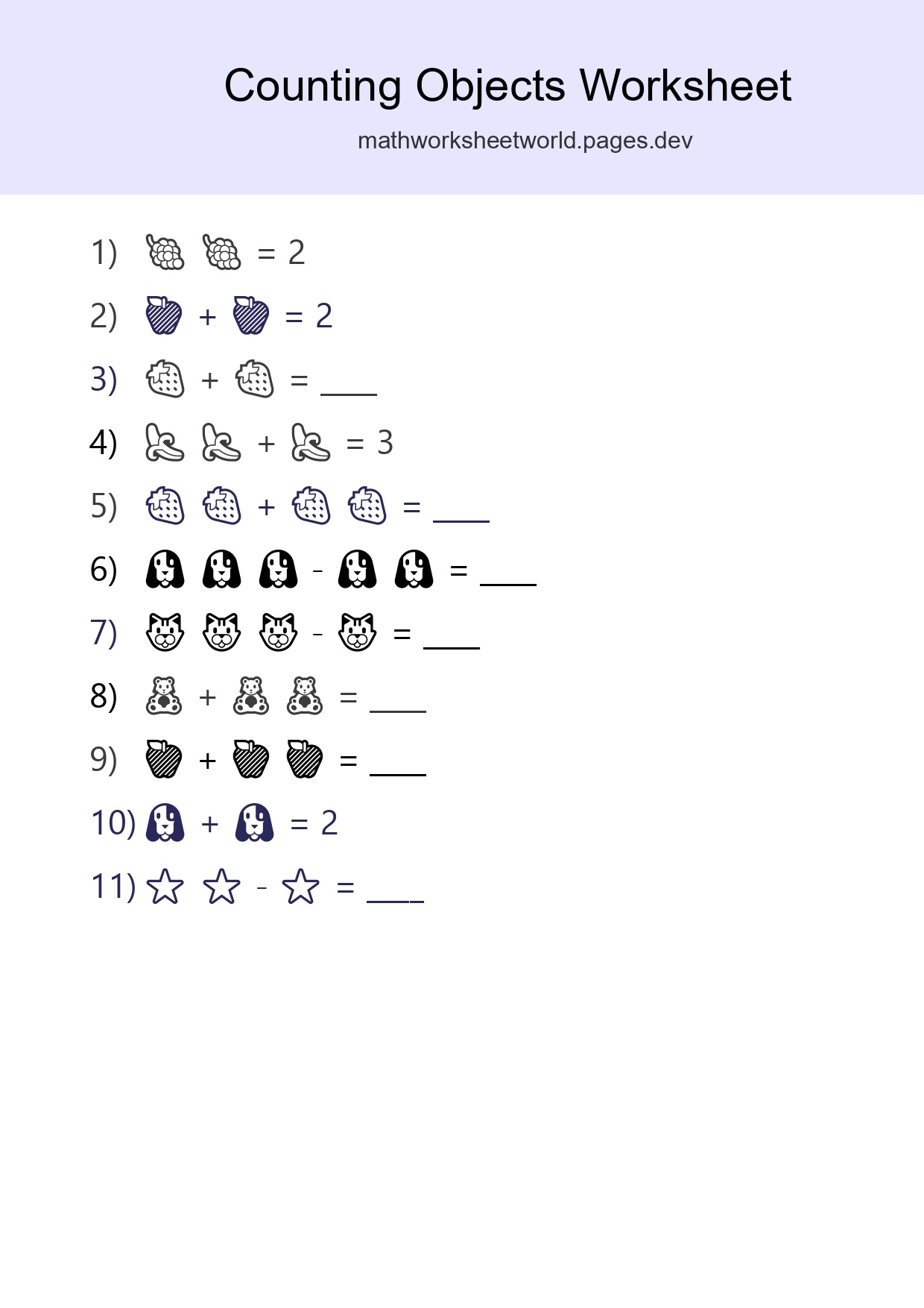 Free Counting Objects Worksheet For Pre-K - Part 143