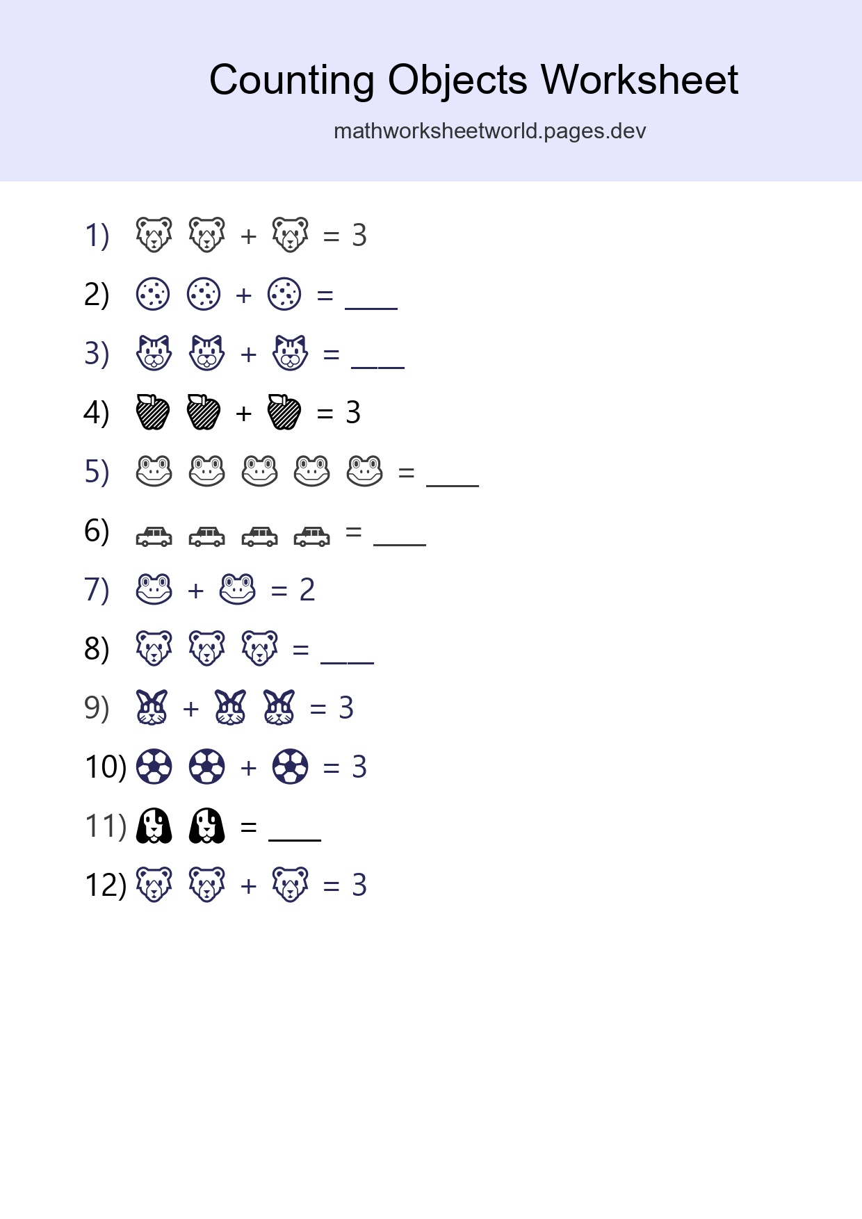 Free Counting Objects Worksheet For Pre-K - Part 153