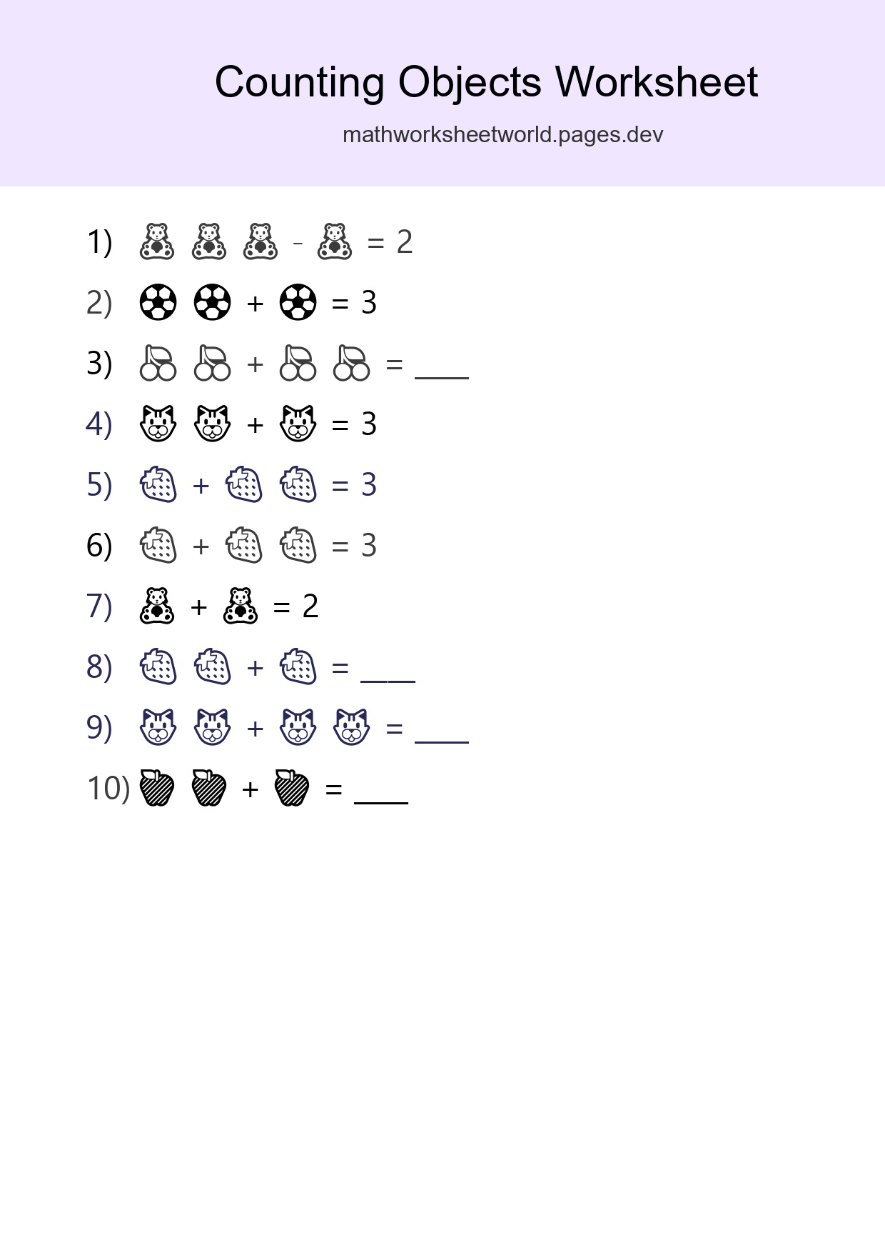 Free Counting Objects Worksheet For Pre-K - Part 83