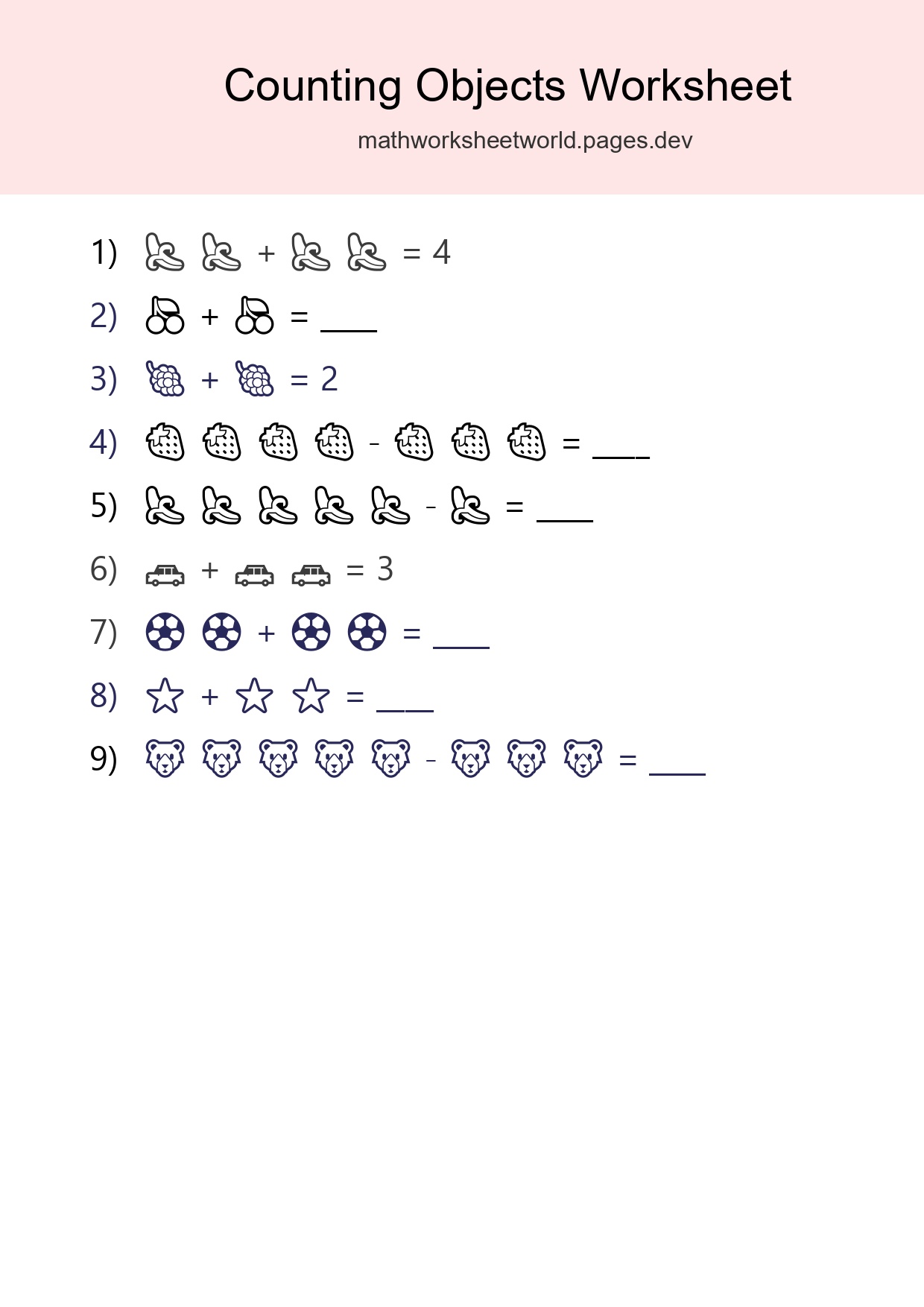 Free Counting Objects Worksheet For Pre-K Printable - Part 113