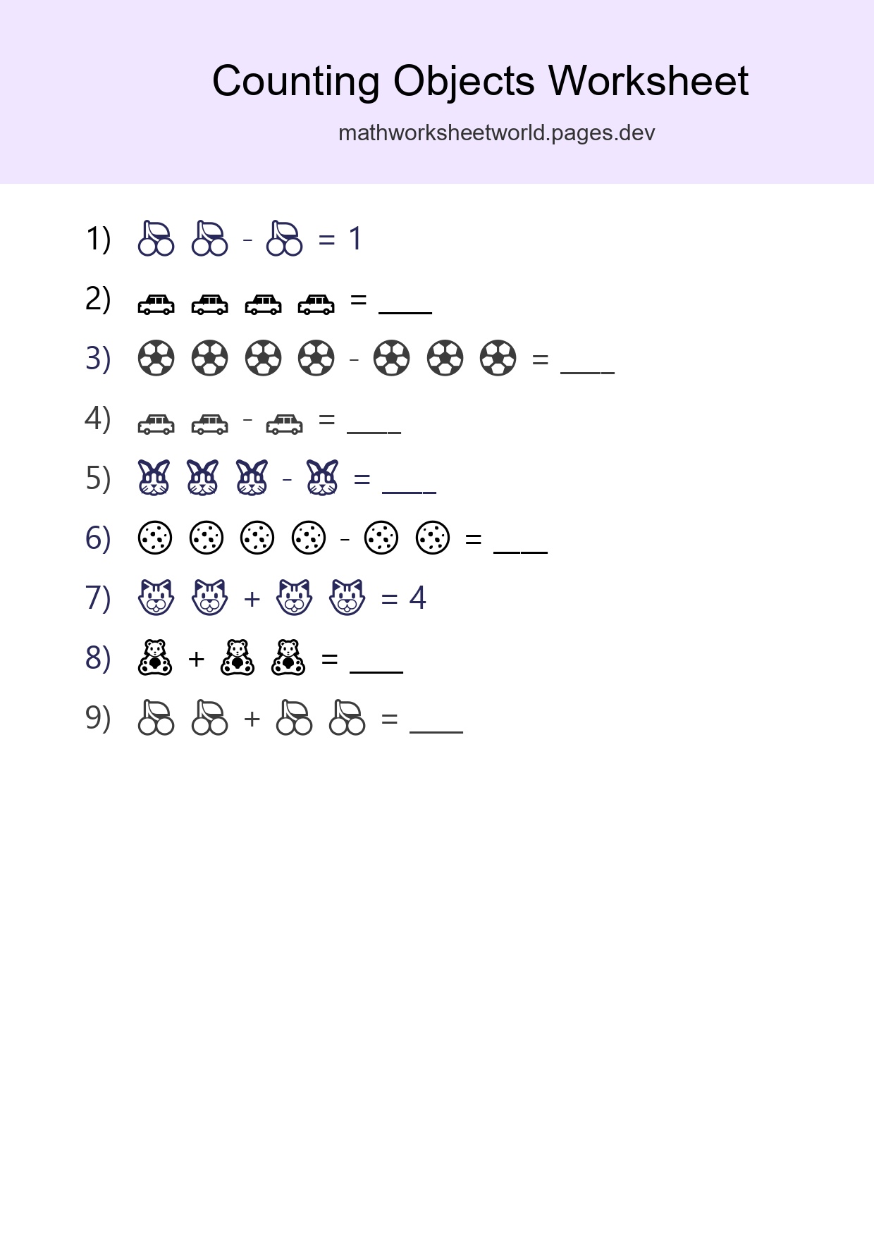 Free Counting Objects Worksheet For Pre-K Printable - Part 163