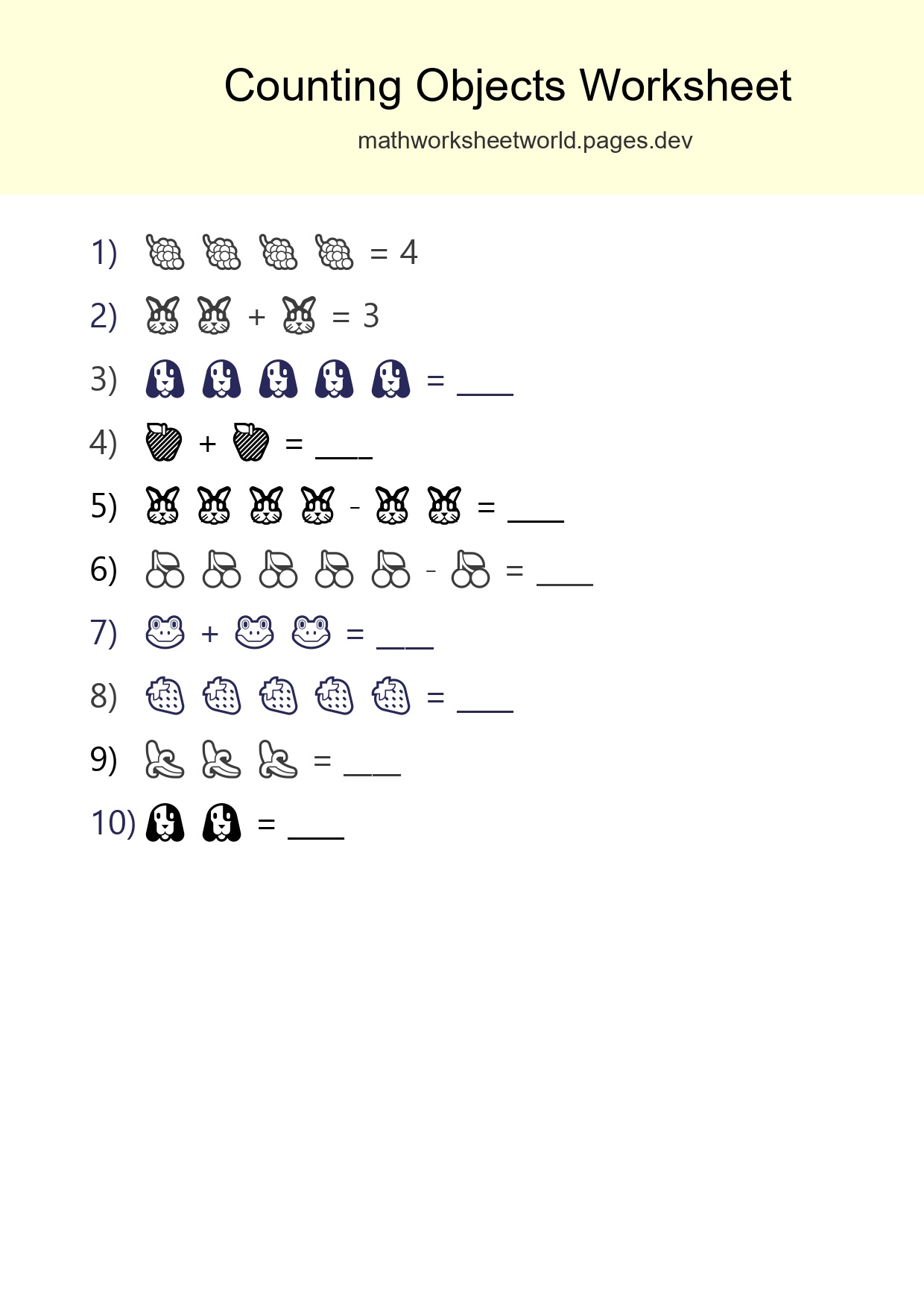 Free Counting Objects Worksheet For Pre-K Printable - Part 173