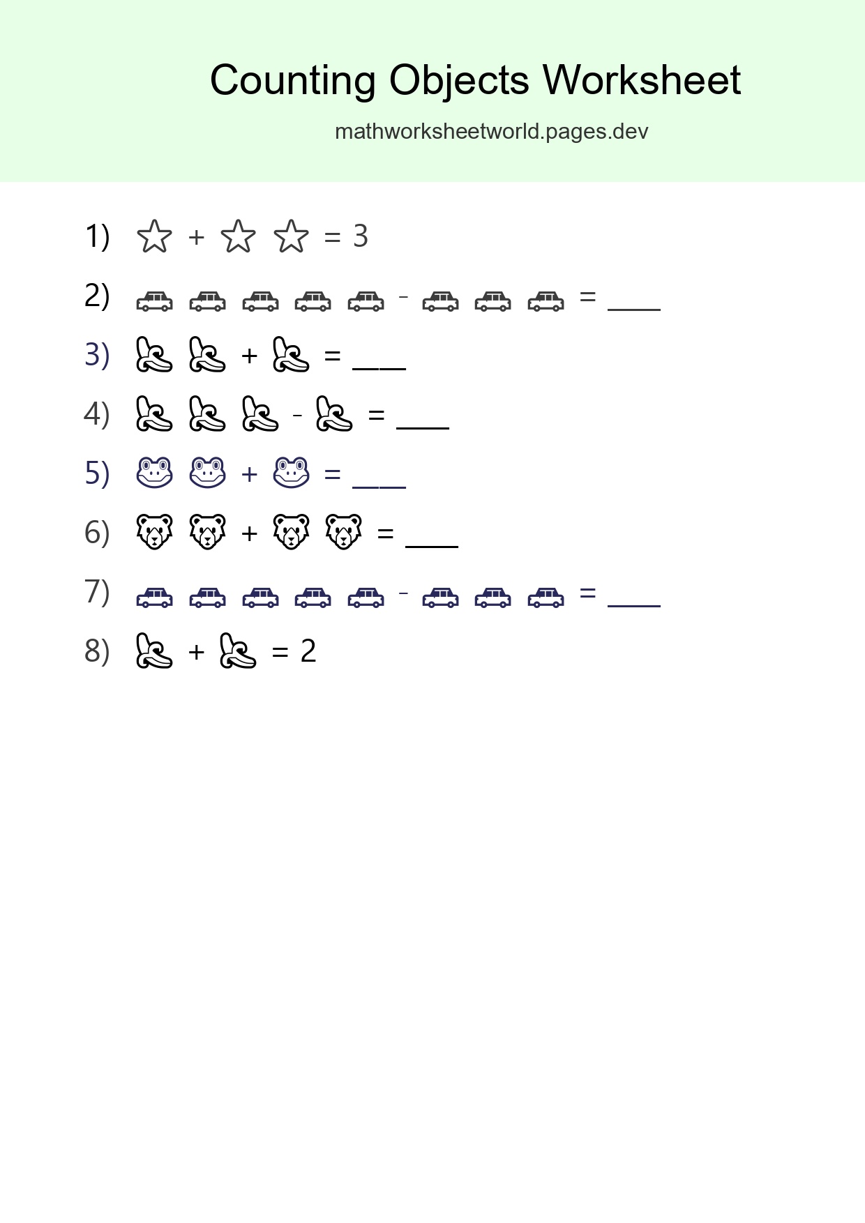 Free Counting Objects Worksheet For Pre-K Printable - Part 283
