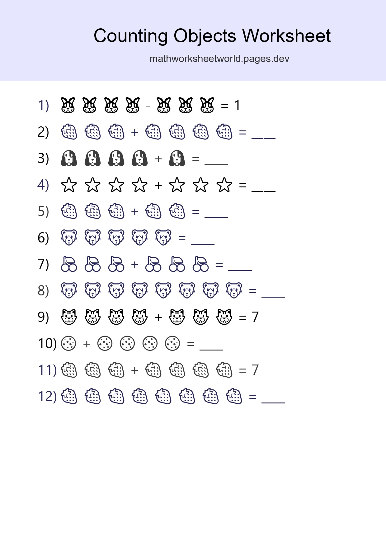 Kindergarten Count The Objects Worksheet - Part 273