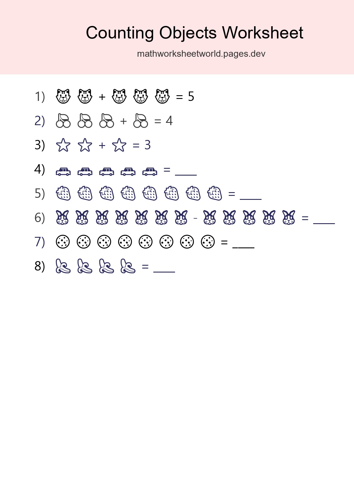 Kindergarten Count The Objects Worksheet - Part 43