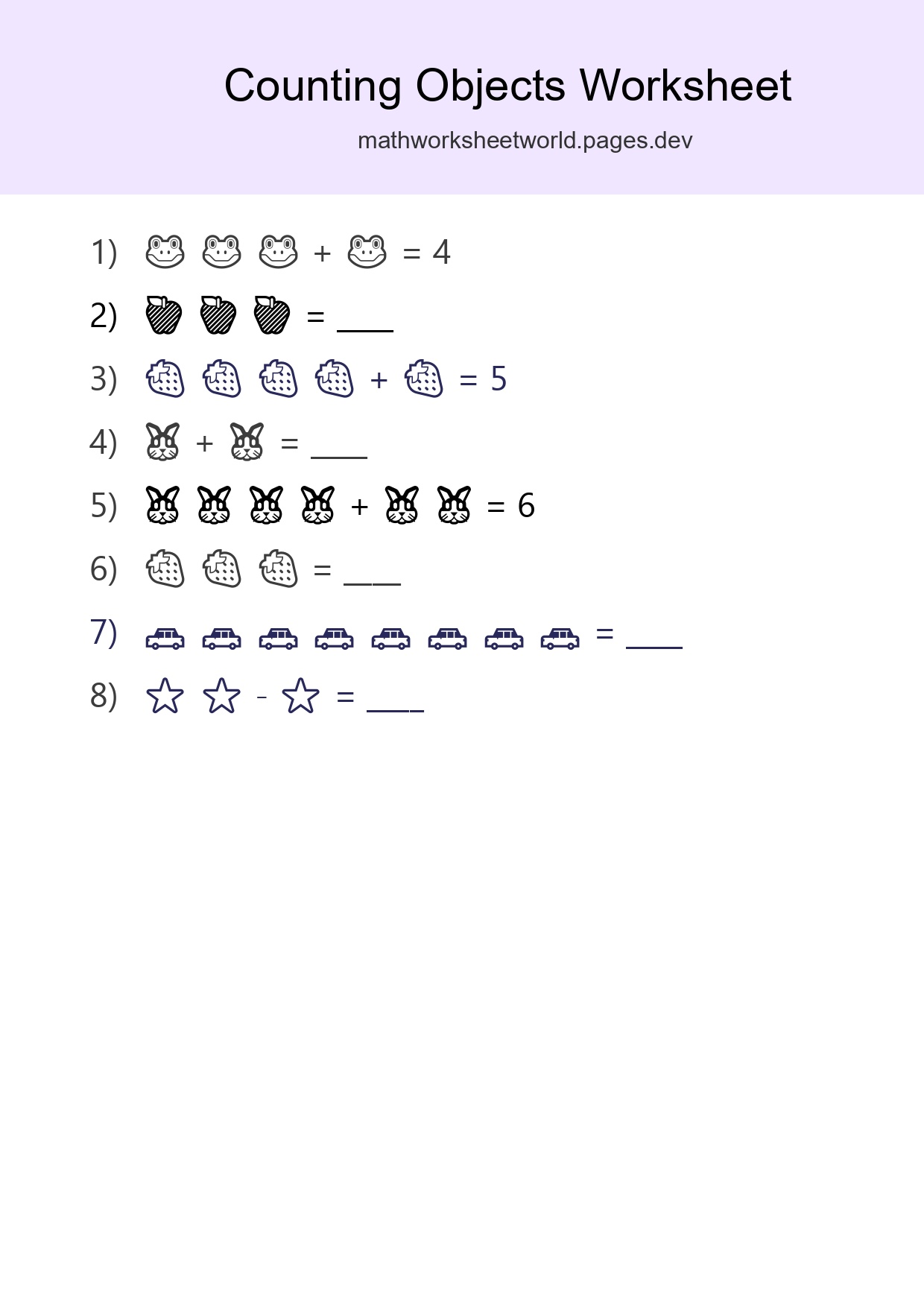 Kindergarten Count The Objects Worksheet - Part 63