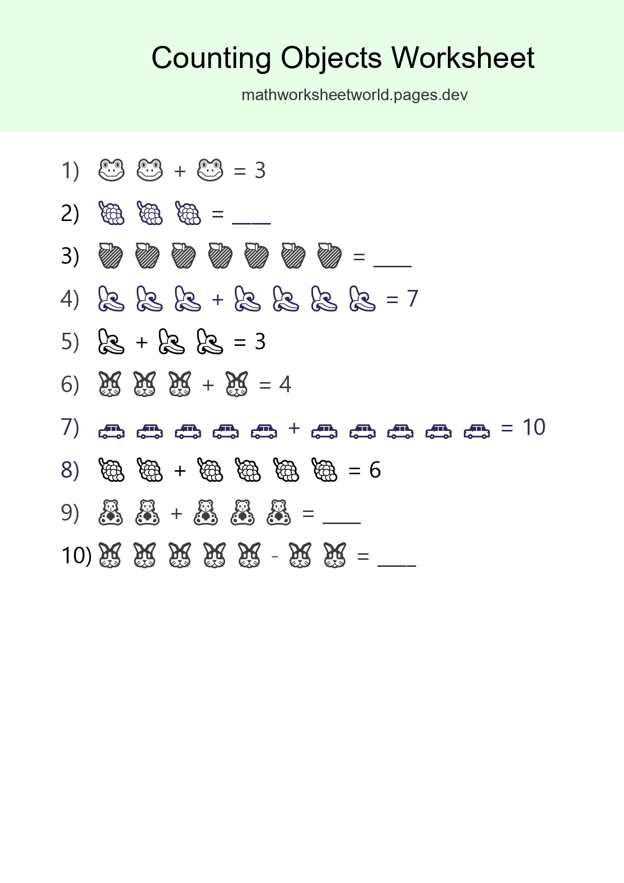 Kindergarten Count The Objects Worksheet - Part 73