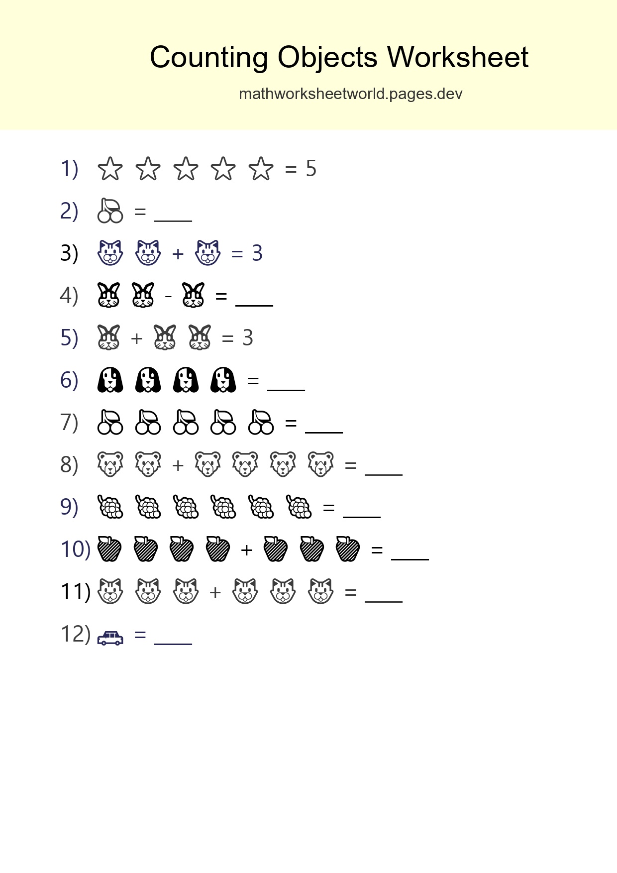 Learn Counting With Pictures Worksheet (Kindergarten) - Part 293