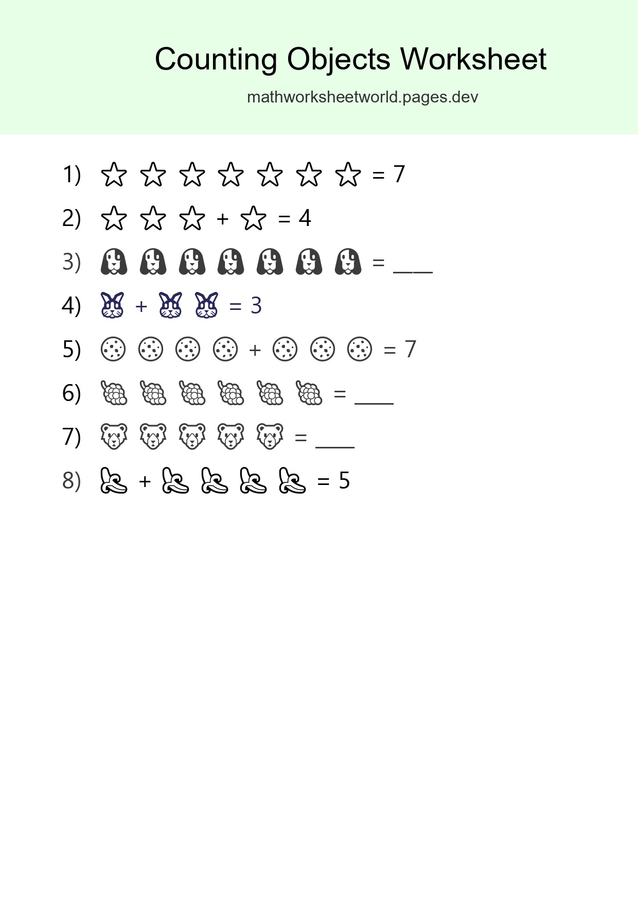 Learn Counting With Pictures Worksheet (Kindergarten) - Part 33