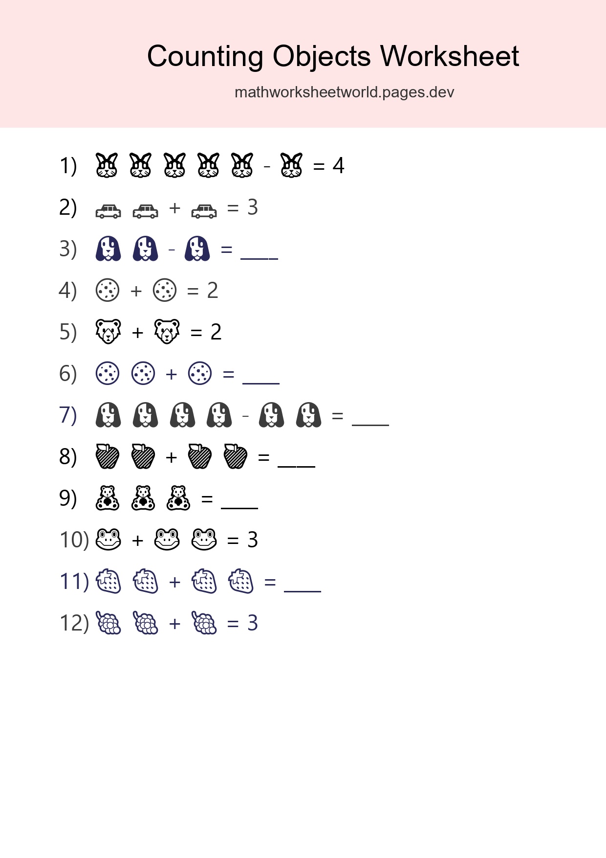 Learn Counting With Pictures Worksheet (Pre-K) - Part 203
