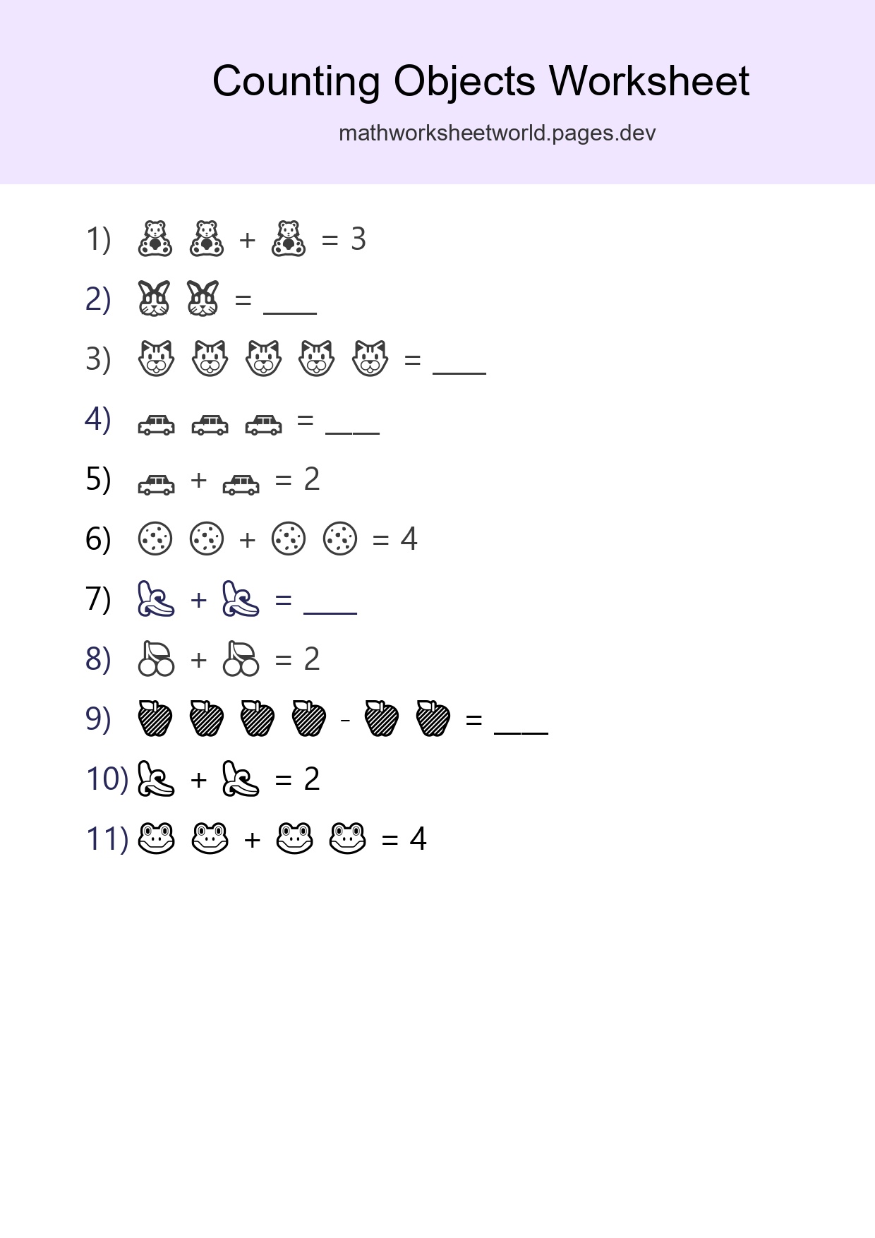 Pre-K Count The Objects Worksheet - Part 53